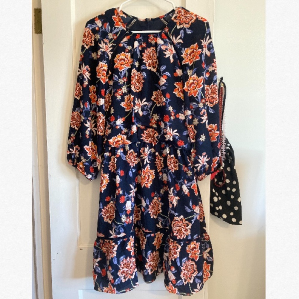 Eliza J Blue Floral Boho Long Sleeve Sz 6